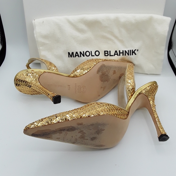 Manolo Blahnik sequined sling back heel - Picture 2 of 8